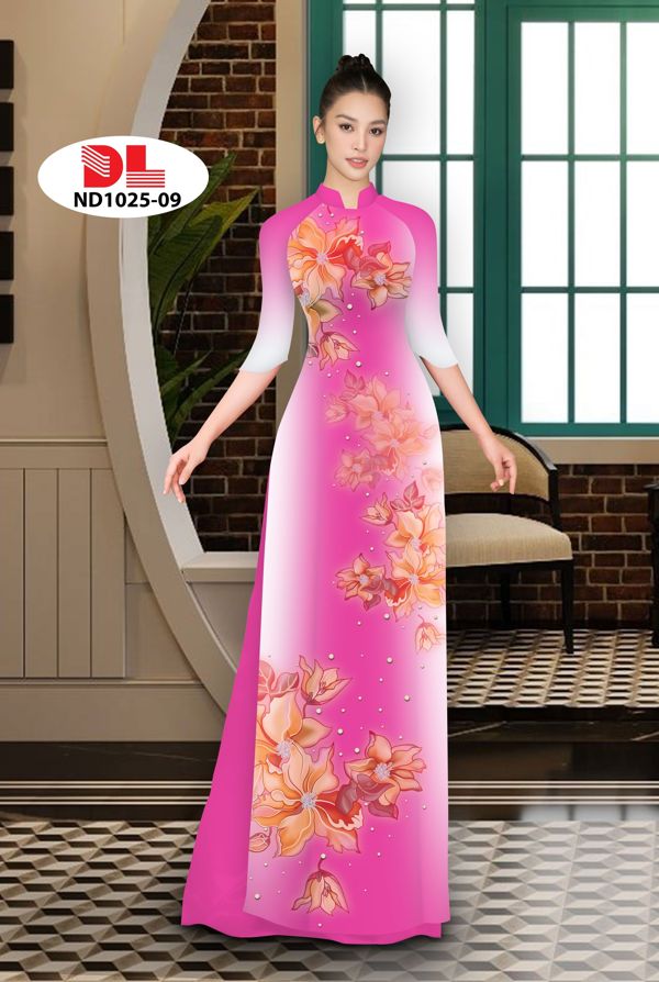 Vải Áo Dài Hoa In 3D AD ND1025 6